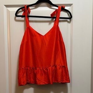 J. Crew Vibrant Red Camisole with Ruffle Detail